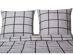 Clearance Blanc avenue Juego de funda de edredón +funda de almohada 100% algodón "Carreaux "" Gris