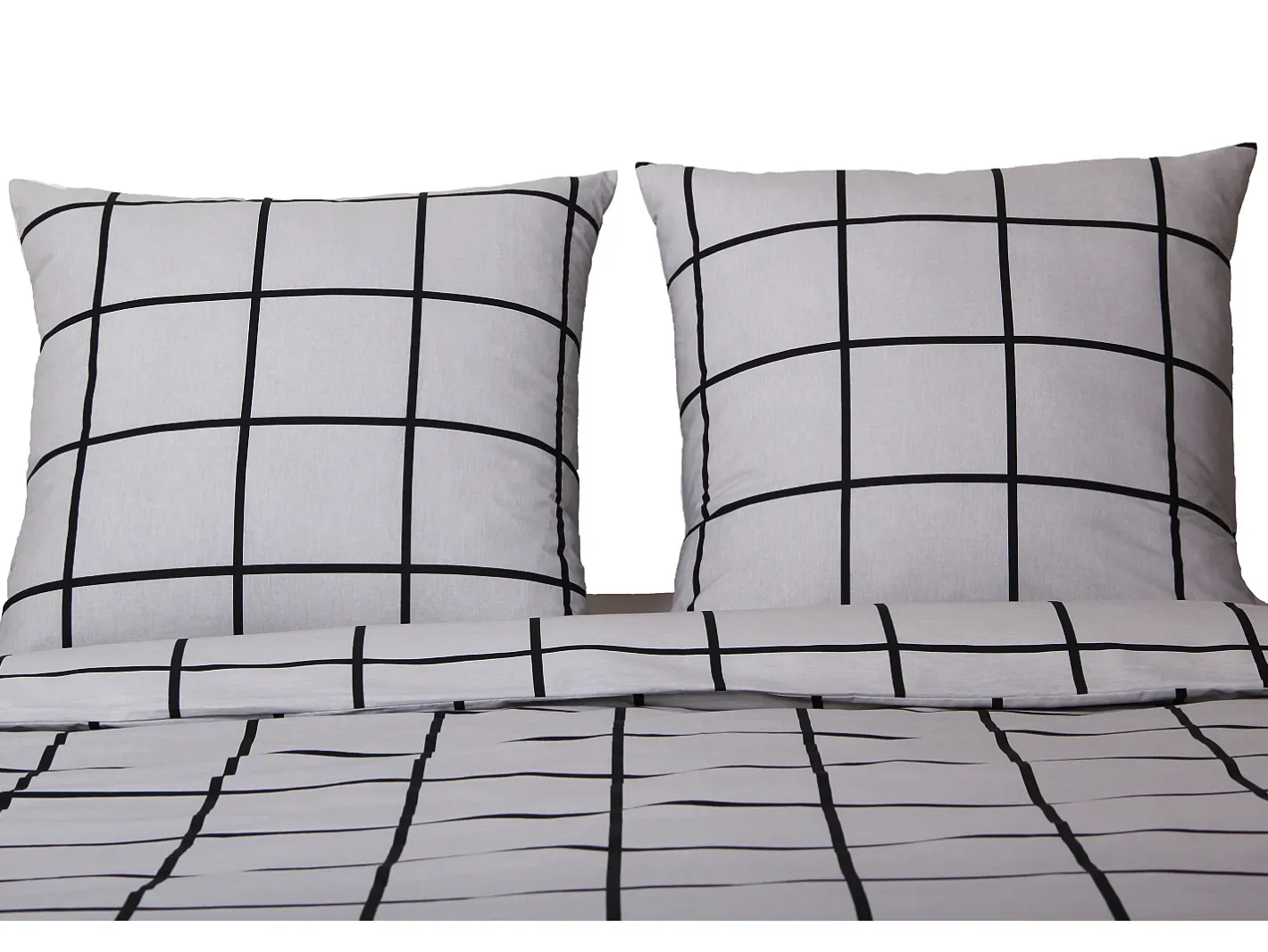 Clearance Blanc avenue Juego de funda de edredón +funda de almohada 100% algodón "Carreaux "" Gris