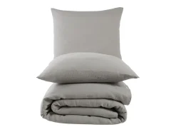 Blanc avenue Juego de funda de edredón + 2 fundas de almohada de gasa de algodón- Gris