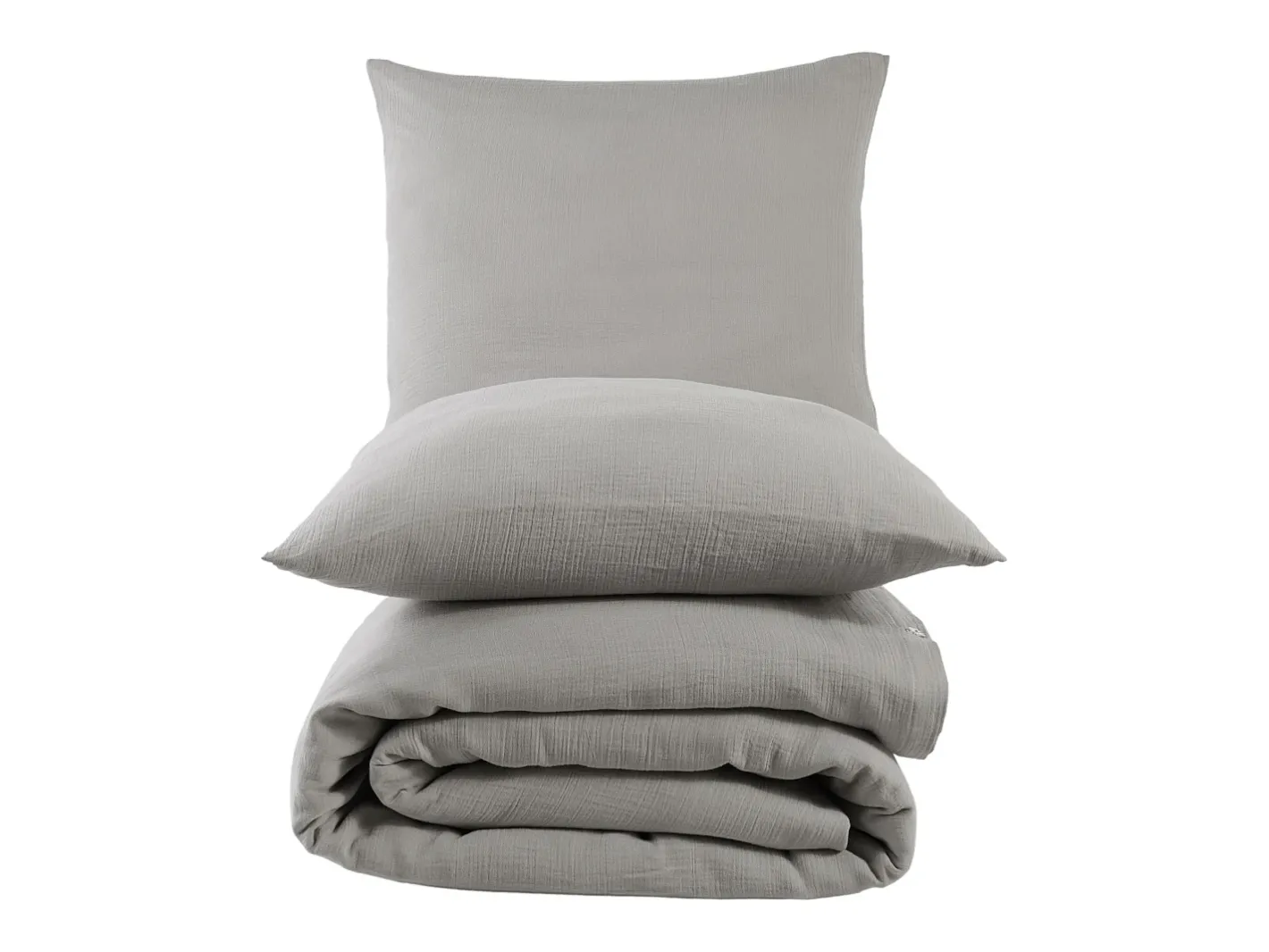 Blanc avenue Juego de funda de edredón + 2 fundas de almohada de gasa de algodón- Gris