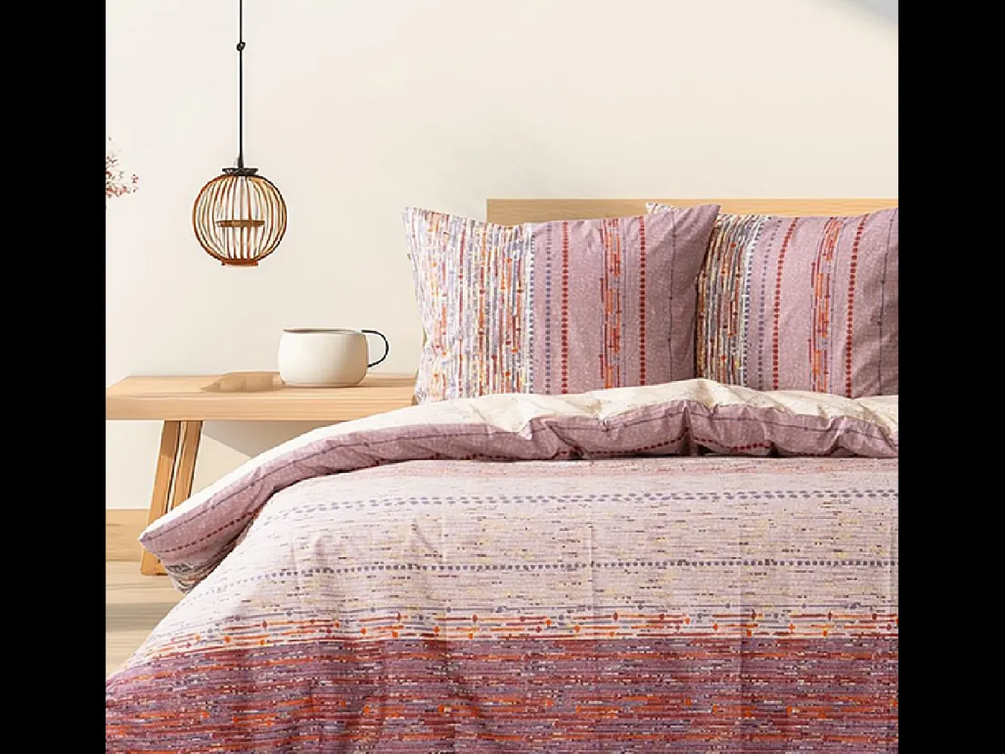 Blanc avenue Ropa De Cama-Juego de funda de edredón +funda de almohada 100% algodón "Efonte Ocre" Multicolor