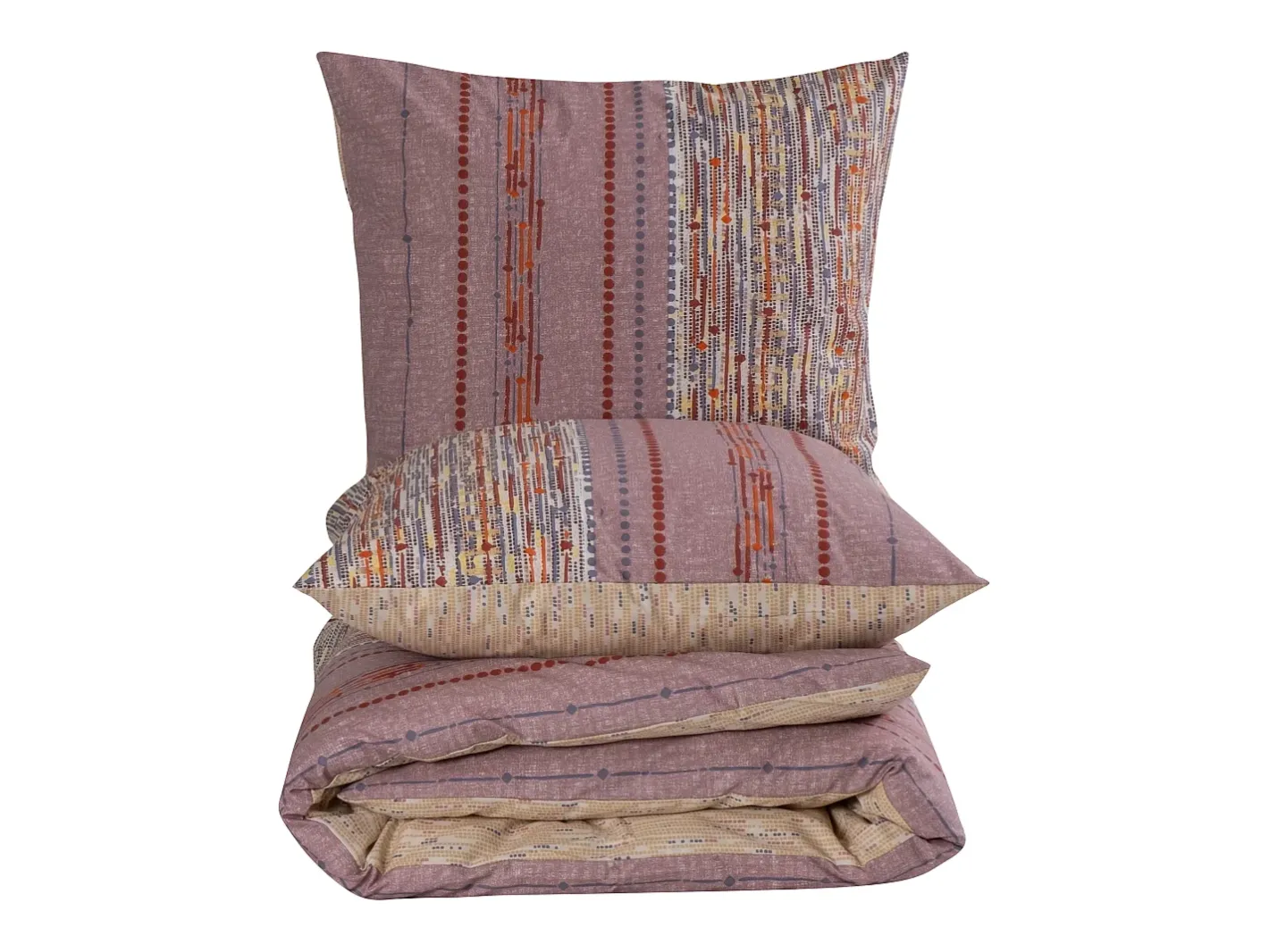 Blanc avenue Ropa De Cama-Juego de funda de edredón +funda de almohada 100% algodón "Efonte Ocre" Multicolor