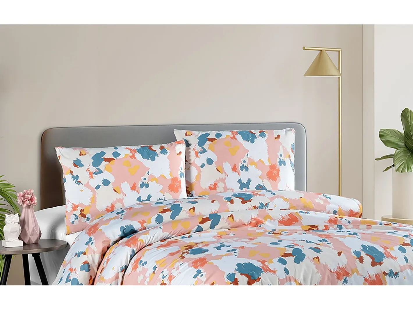 Blanc avenue Ropa De Cama-Juego de funda de edredón 200x200 cm+ 2 FA 65x65 cm 100% algodón Multicolor