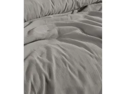Blanc avenue Ropa De Cama-Juego de funda de edredón + 2 fundas de almohada de gasa de algodón- Gris