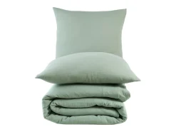 Blanc avenue Juego de funda de edredón + 2 fundas de almohada de gasa de algodón- celadón Verde New
