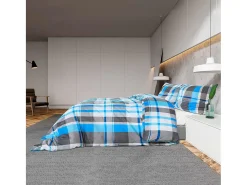 Hot Juego de funda nórdica algodón azul y 200x200 cm ES540491 Gris