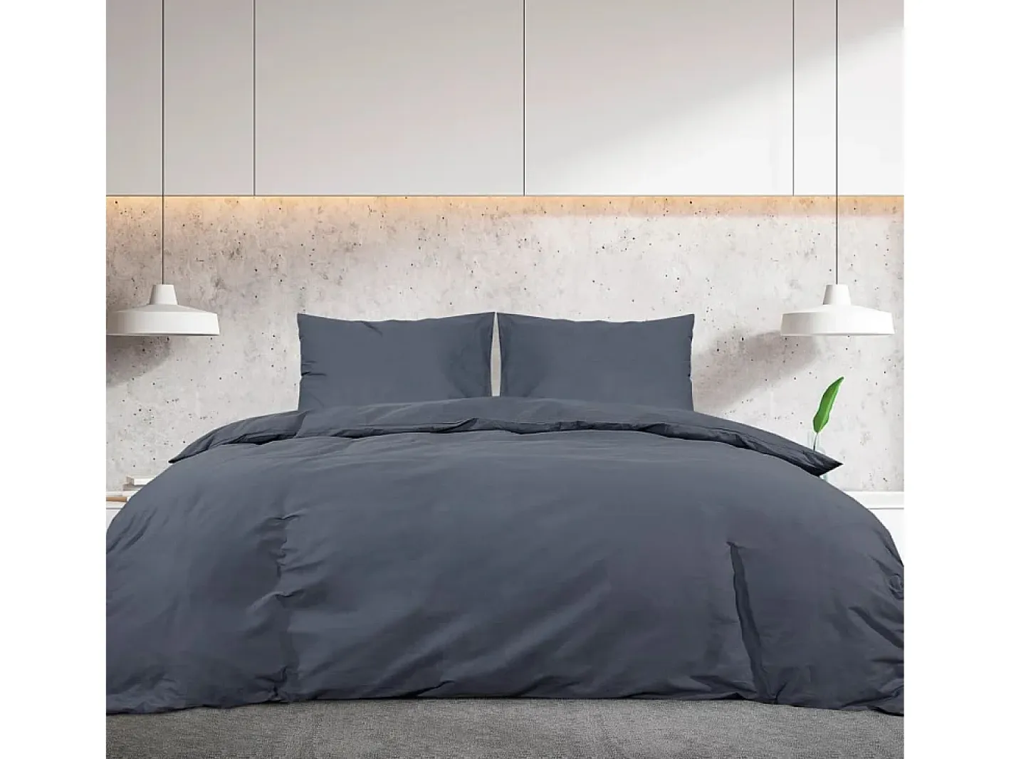Ropa De Cama-Juego de funda nórdica algodón 200x200 cm ES944344 Gris antracita
