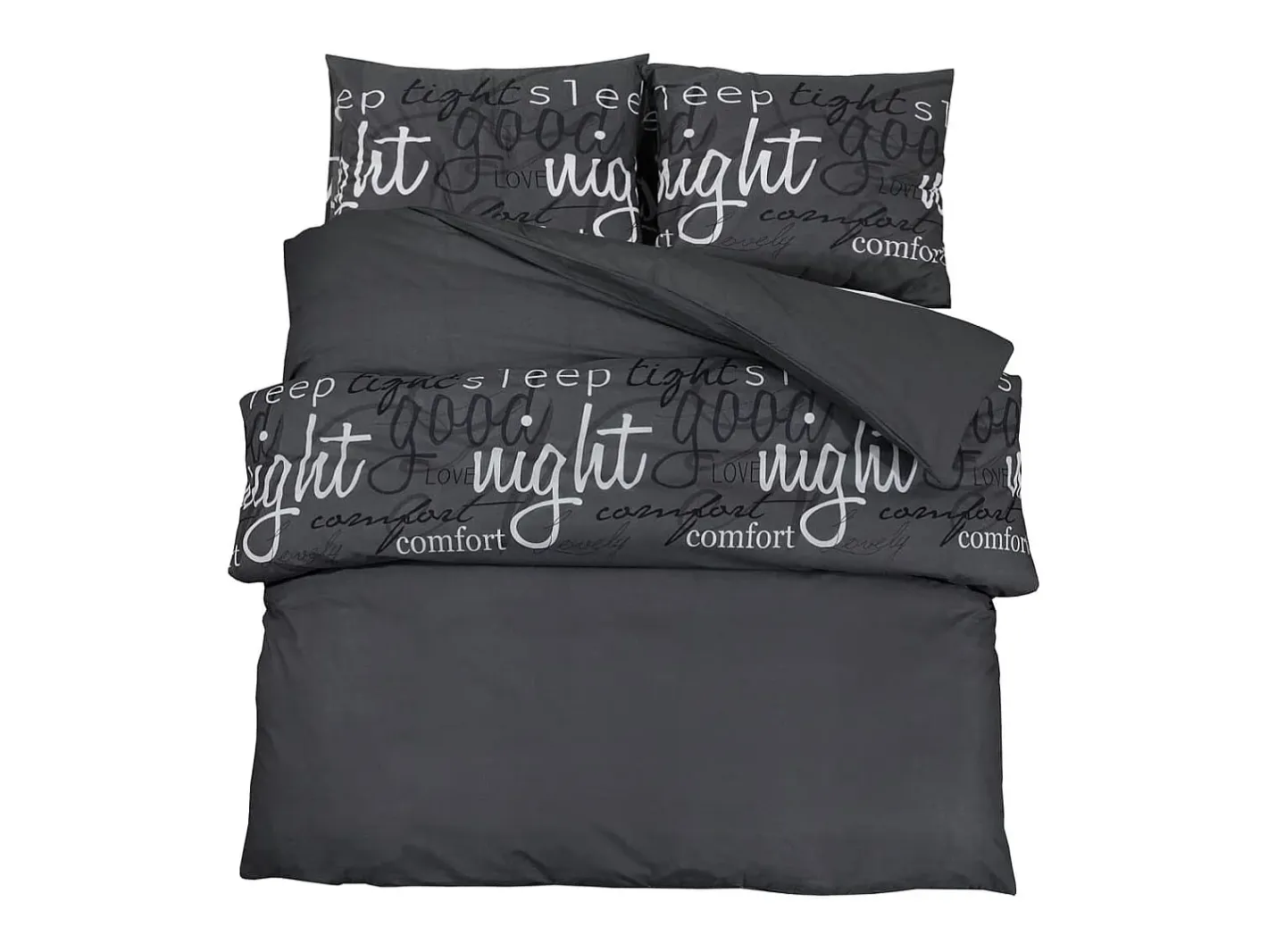 Ropa De Cama-Juego de funda nórdica algodón 240x220 cm ES326464 Negro