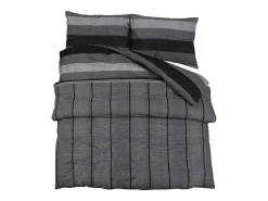Clearance Juego de funda nórdica algodón oscuro 200x200 cm ES135893 Gris