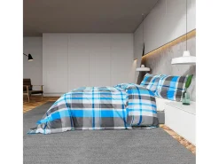 Ropa De Cama-Juego de funda nórdica algodón azul y 135x200 cm ES932744 Gris