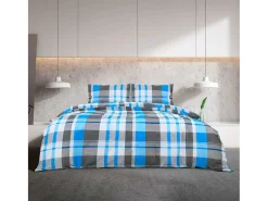 Ropa De Cama-Juego de funda nórdica algodón azul y 200x200 cm ES490565 Gris