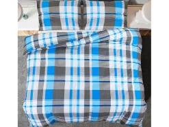Ropa De Cama-Juego de funda nórdica algodón azul y 200x200 cm ES490565 Gris