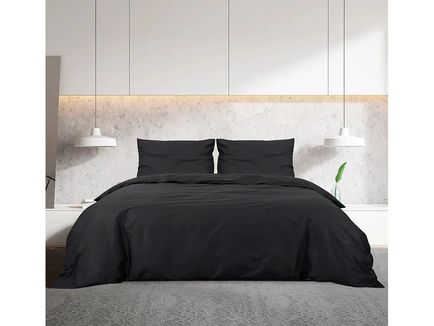 Ropa De Cama-Juego de funda nórdica algodón 200x200 cm ES687844 Negro