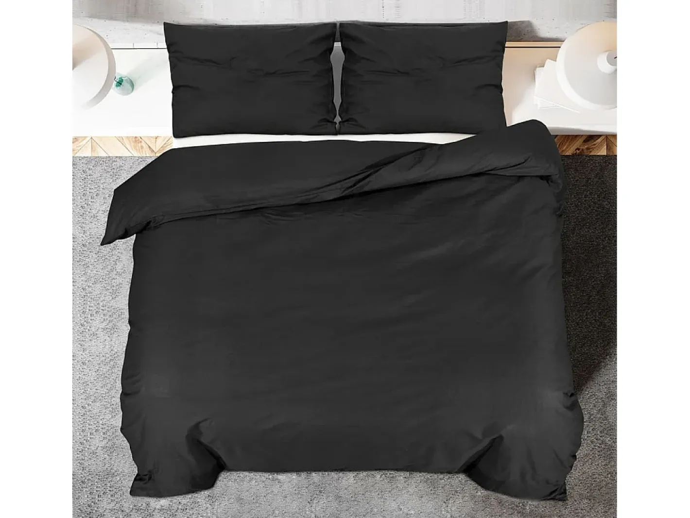 Ropa De Cama-Juego de funda nórdica algodón 200x200 cm ES687844 Negro