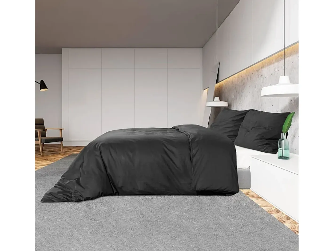 Ropa De Cama-Juego de funda nórdica algodón 200x200 cm ES687844 Negro