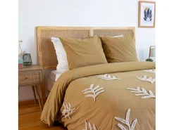 Sweeek Ropa De Cama-Juego de funda nórdica de algodón y blanco de 2 plazas Mostaza