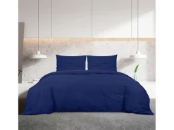 Ropa De Cama-Juego de funda nórdica microfibra ligera marino 200x200 cm ES818559 Azul