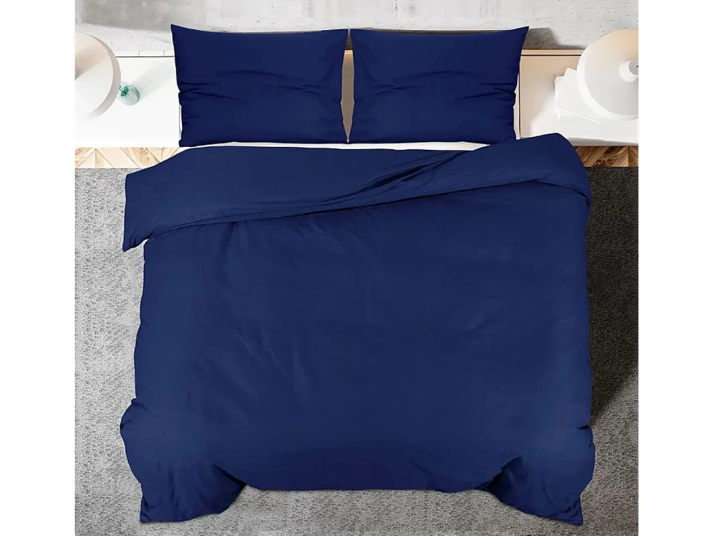Ropa De Cama-Juego de funda nórdica microfibra ligera marino 200x200 cm ES818559 Azul
