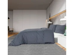 Ropa De Cama-Juego de funda nórdica microfibra ligera antracita 135x200 cm ES202774 Gris antracita