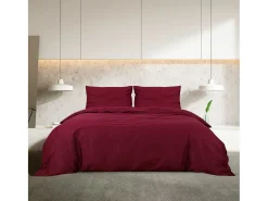 Clearance Juego de funda nórdica microfibra ligera burdeos 200x200 cm ES498545 Rojo