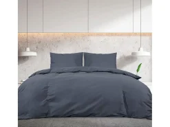 Ropa De Cama-Juego de funda nórdica microfibra ligera antracita 200x200 cm ES848254 Gris antracita