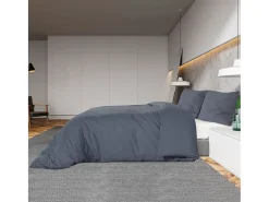 Ropa De Cama-Juego de funda nórdica microfibra ligera antracita 200x200 cm ES848254 Gris antracita