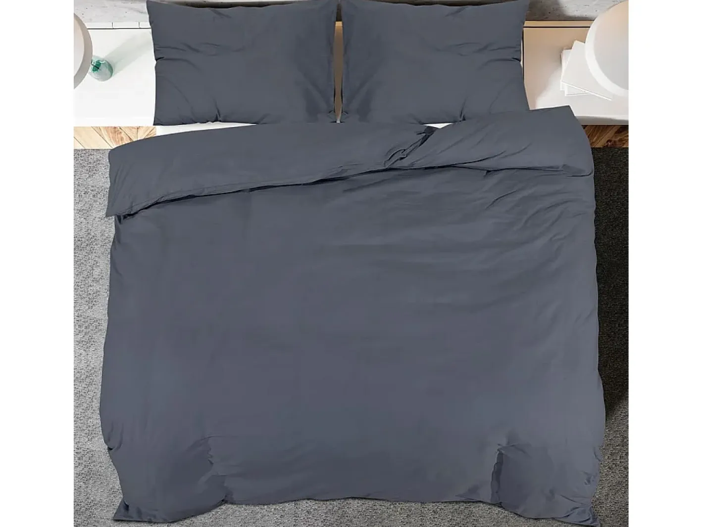 Ropa De Cama-Juego de funda nórdica microfibra ligera antracita 155x220 cm ES572073 Gris antracita