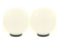Iluminación Exterior-Juego de lámparas de bola LED 2 piezas esféricas 25 cm PMMA ES850014 Blanco