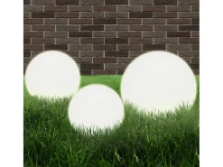 Iluminación Exterior-Juego de lámparas de bola LED 6 uds esféricas PMMA 20/30/40 cm ES255421 Blanco