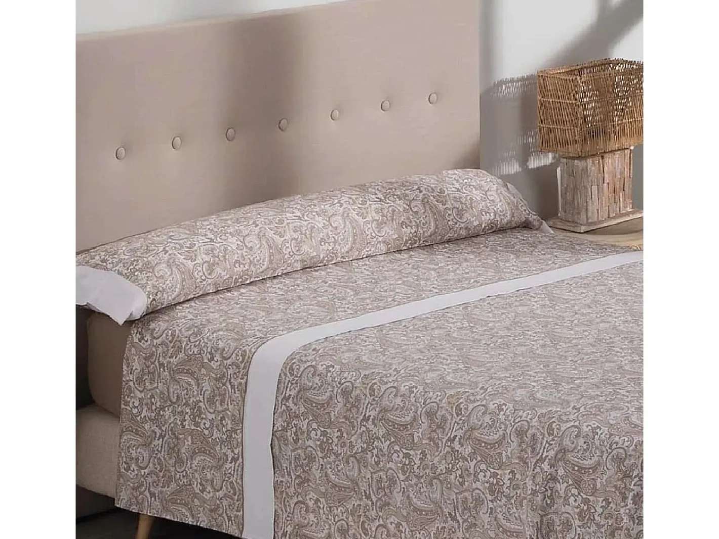 Ropa De Cama-Juego de Sábanas Atenea Beig / Blanco - Nalui Beige