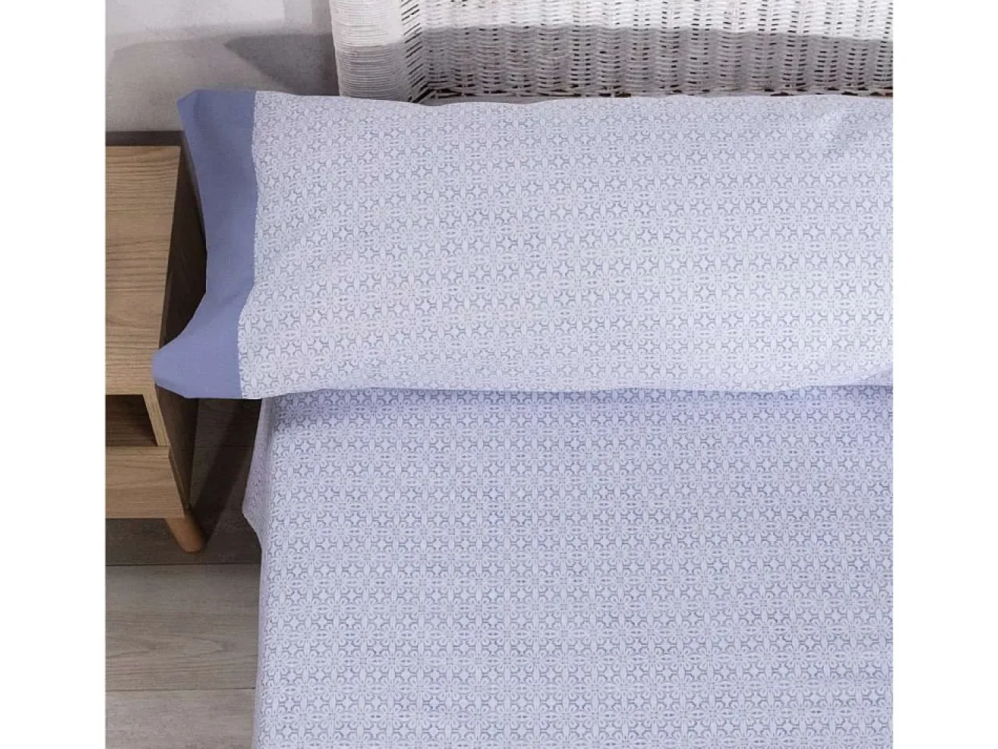 Ropa De Cama-Juego de Sábanas Flores - Nalui Azul