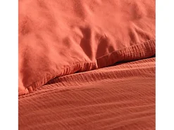 Douceur d'intérieur Ropa De Cama-Juego de sábanas de gasa de algodón 240 x 220 cm Naranja