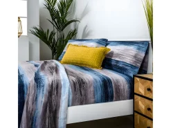 Discount Cotton Artean Juego de sábanas LOMBA microfibra hipoalergénica visón Cama 90 Azul
