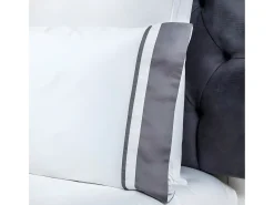 Discount Cotton Artean Juego de sábanas satén algodón egipcio 300 blanco Cama 90 Gris