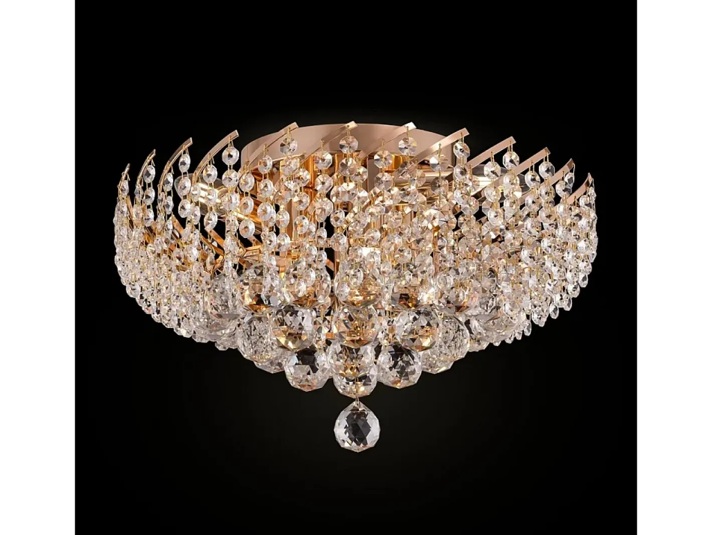 Maytoni Karolina Plafón Semi Empotrado Oro & Cristal, 6 Luces, E14 Dorado Outlet