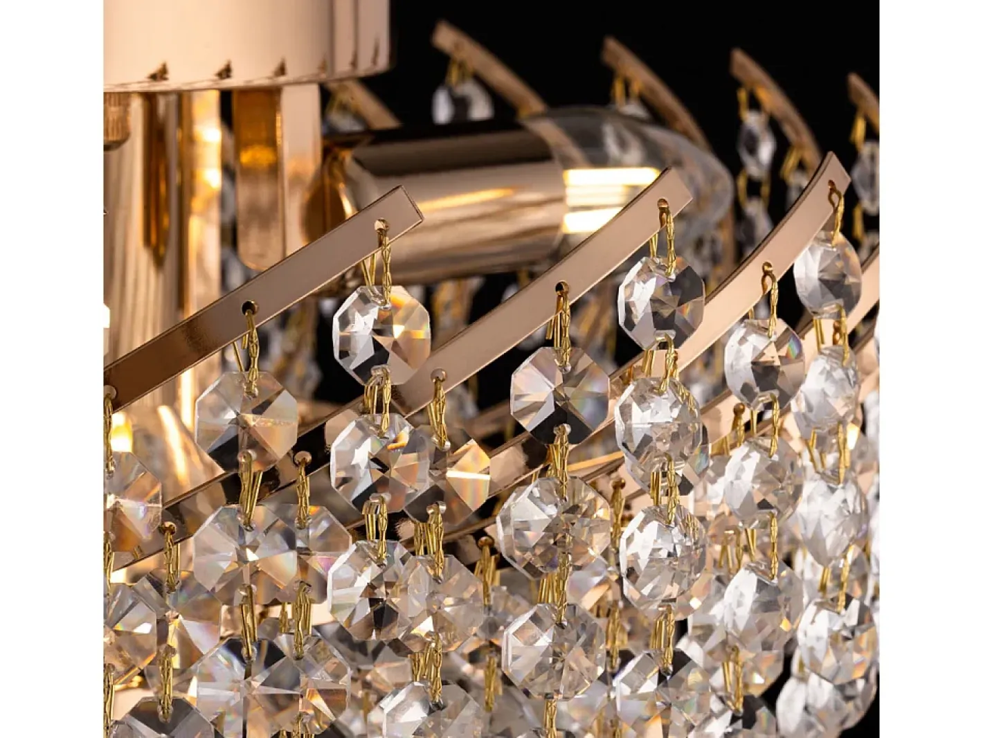 Maytoni Karolina Plafón Semi Empotrado Oro & Cristal, 6 Luces, E14 Dorado Outlet