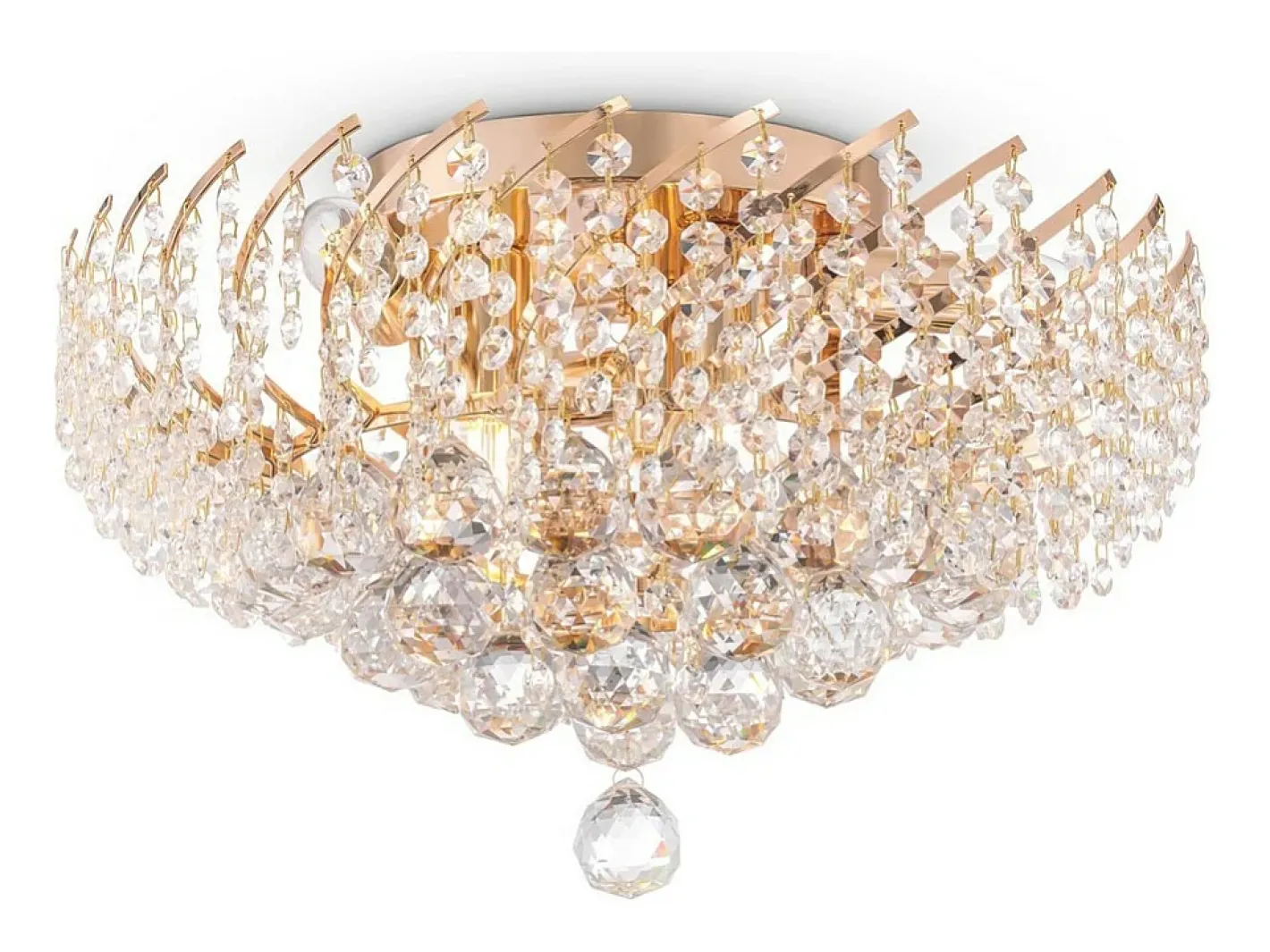 Maytoni Karolina Plafón Semi Empotrado Oro & Cristal, 6 Luces, E14 Dorado Outlet