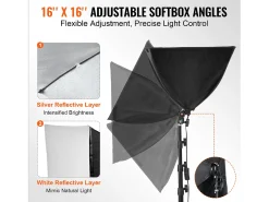Kit de Iluminación Softbox SucceBuy, 41 x 41 Cm, 3000-6500K Ajustable para la Toma de Fotos Negro