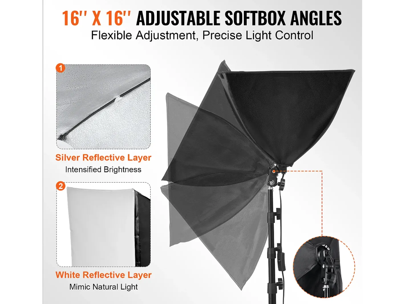 Kit de Iluminación Softbox SucceBuy, 41 x 41 Cm, 3000-6500K Ajustable para la Toma de Fotos Negro