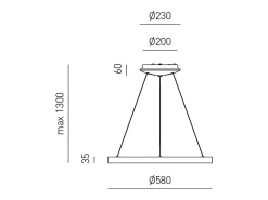 New Krizia - Lámpara colgante LED regulable 50W - 2900lm, luz cálida 3000K, aro mate, difusor opal, d. 60cm, IP20 Blanco