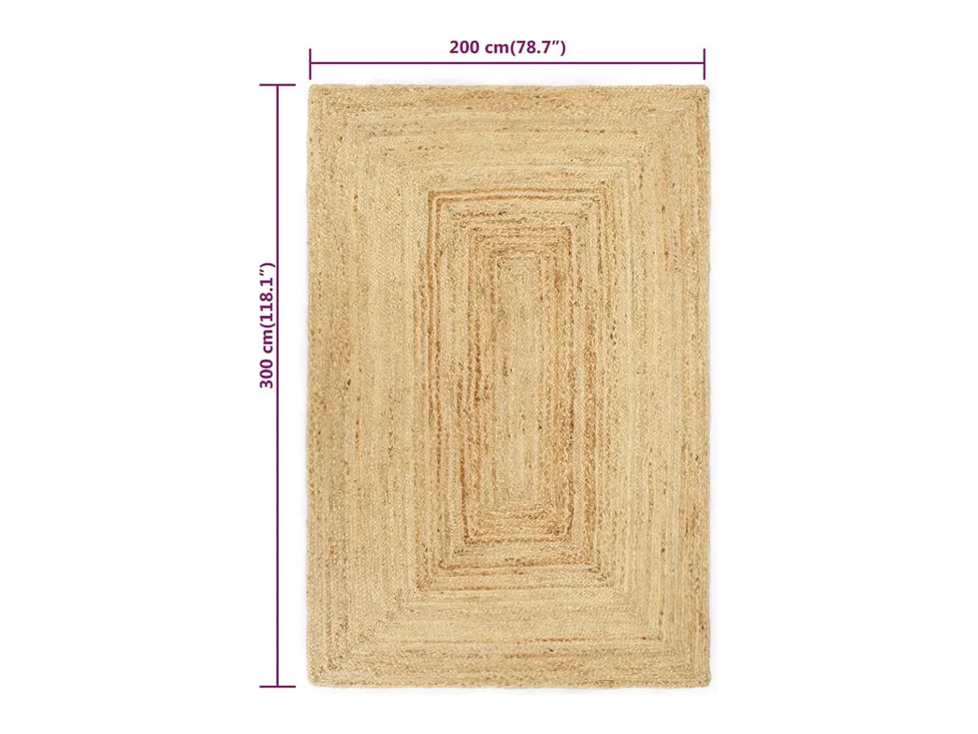 Hot Garden Furniture Kylva Alfombra hecha a mano de yute 200x300 cm Marru00f3n