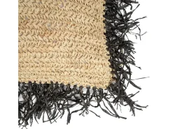 New Bazar Bizar La Funda De Cojín De Rafia - Natural Negro - 60x60 Multicolor