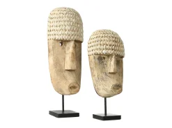 Bazar Bizar Estatua-La Máscara de Cauri Con Soporte - Mediana Color natural claro