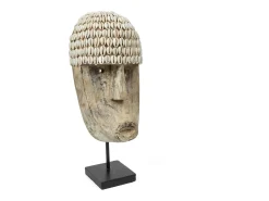 Bazar Bizar Estatua-La Máscara de Cauri Con Soporte - Mediana Color natural claro
