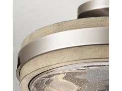 Plafón-Lampada A Soffitto Contemporanea Grand Bank Acciaio Grigio Antico Vetro 2 Luci E27 Gris