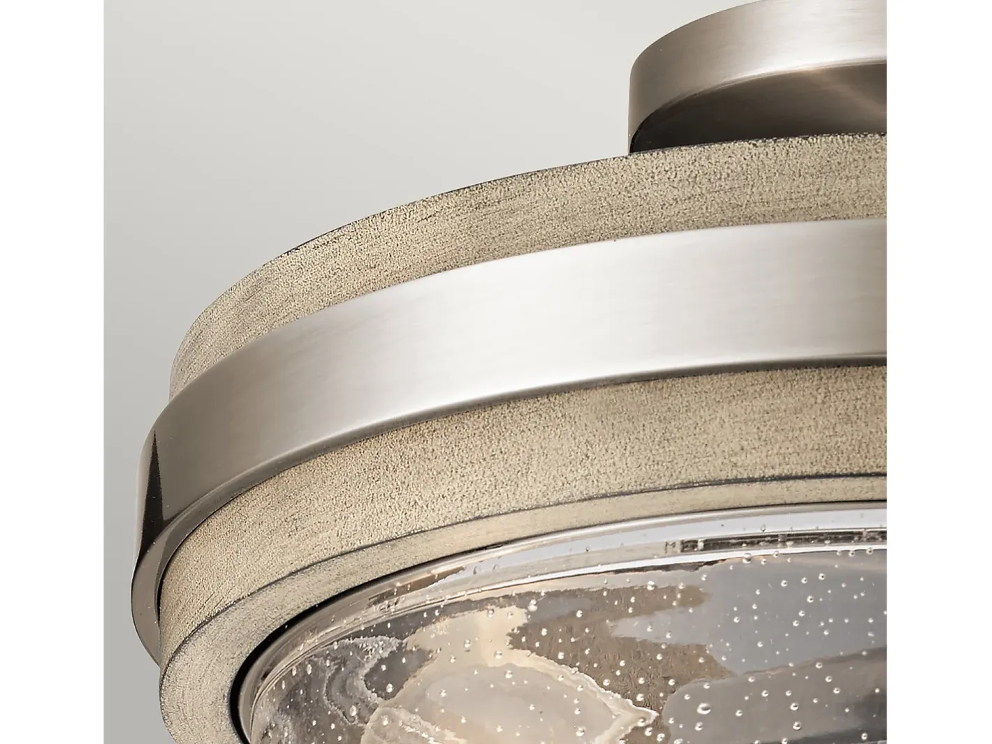 Plafón-Lampada A Soffitto Contemporanea Grand Bank Acciaio Grigio Antico Vetro 2 Luci E27 Gris
