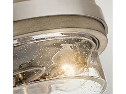 Plafón-Lampada A Soffitto Contemporanea Grand Bank Acciaio Grigio Antico Vetro 2 Luci E27 Gris