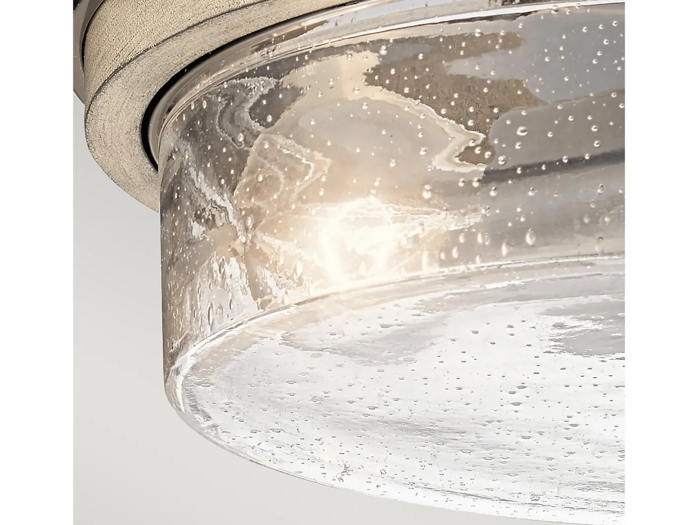 Plafón-Lampada A Soffitto Contemporanea Grand Bank Acciaio Grigio Antico Vetro 2 Luci E27 Gris