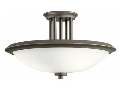 Plafón-Lampada A Soffitto Contemporanea Dreyfus Acciaio Bronzo Antico Vetro 3 Luci E27 Bronce