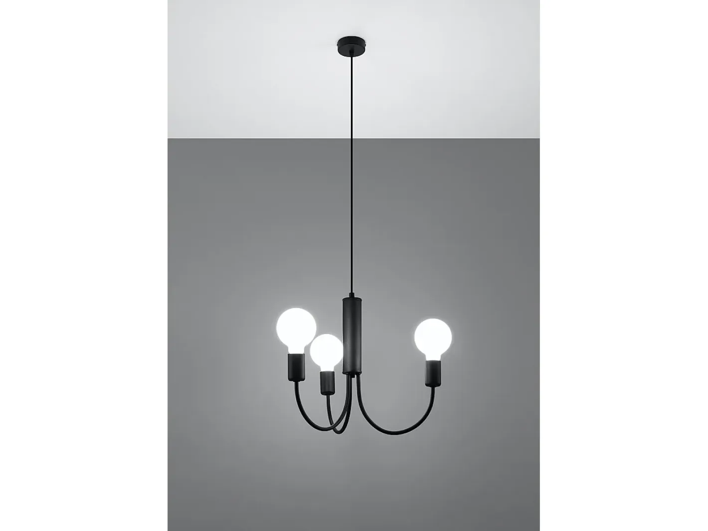Sollux Lighting Lámpara Suspendida-Lampada a sospensione a 3 bracci multi-braccio nera 3x E27 Lámpara colgante Multi Arm 3 brazos 3x E27 Negro